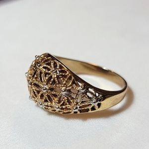 Vintage Gold Plated Floral Domed Ring Size 12 ½ Band Ring